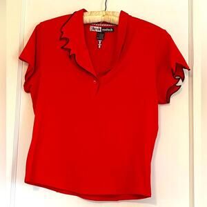 Jamie Sadock Scarlet Blouse with Ruffled Collar